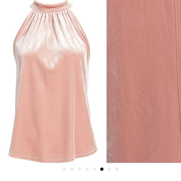 GIBSONLOOK Gibson Pink Velvet Tie Back Halter Holiday Top Women's Size Small - Picture 4 of 11
